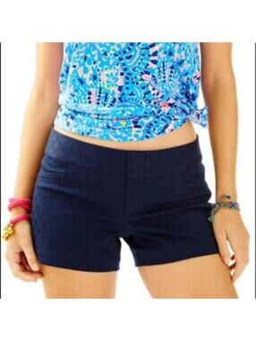 LILLY PULITZER Women’s Stretch Cotton Printed Ellie Shorts In Navy-Size 8